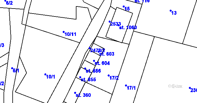 Parcela st. 603 v KÚ Studená, Katastrální mapa