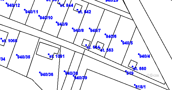 Parcela st. 644 v KÚ Studená, Katastrální mapa