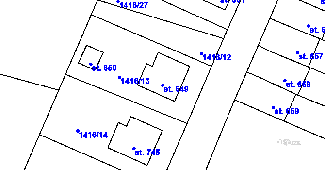 Parcela st. 649 v KÚ Studená, Katastrální mapa