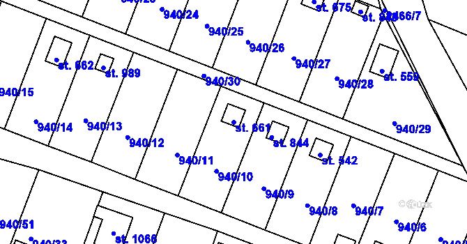 Parcela st. 661 v KÚ Studená, Katastrální mapa