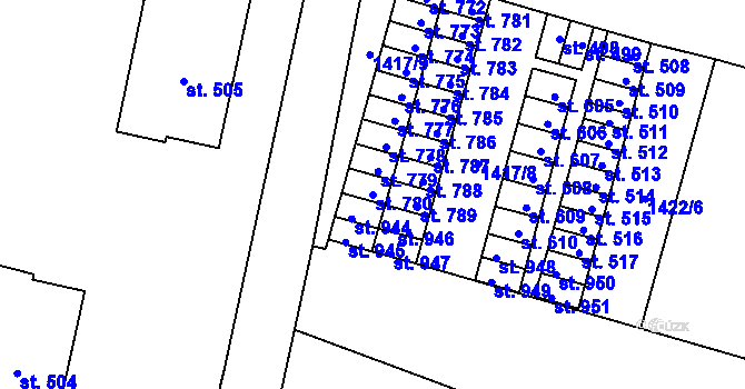 Parcela st. 780 v KÚ Studená, Katastrální mapa