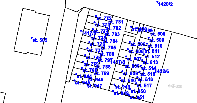 Parcela st. 786 v KÚ Studená, Katastrální mapa
