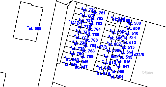 Parcela st. 787 v KÚ Studená, Katastrální mapa