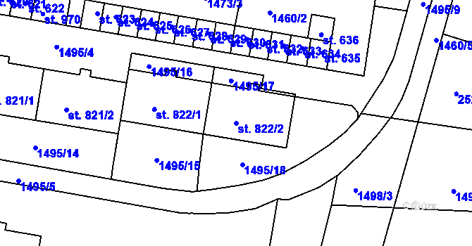 Parcela st. 822/2 v KÚ Studená, Katastrální mapa