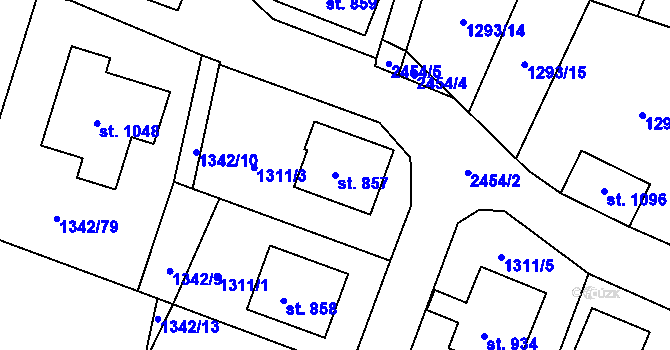 Parcela st. 857 v KÚ Studená, Katastrální mapa