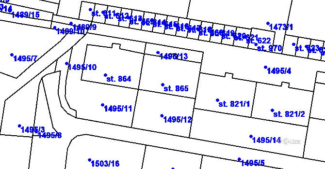 Parcela st. 865 v KÚ Studená, Katastrální mapa
