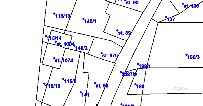 Parcela st. 876 v KÚ Studená, Katastrální mapa