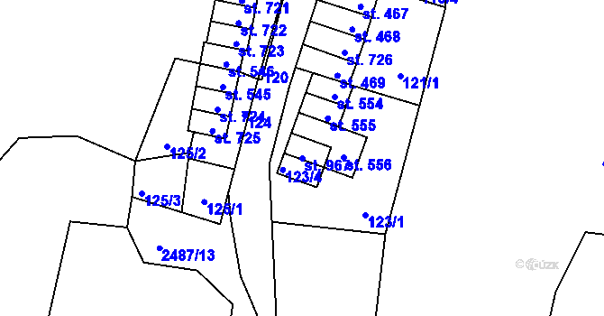 Parcela st. 967 v KÚ Studená, Katastrální mapa