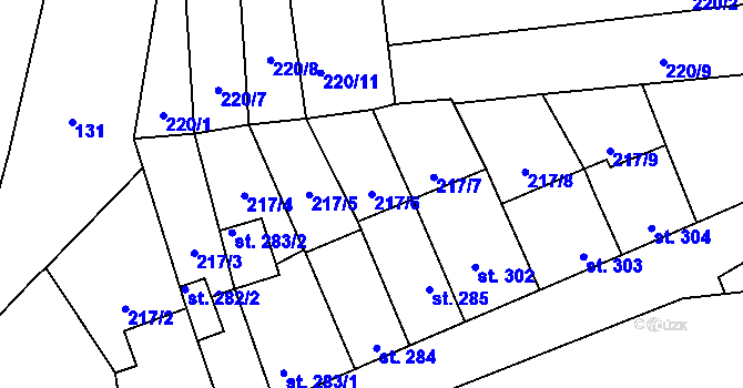 Parcela st. 217/6 v KÚ Studená, Katastrální mapa