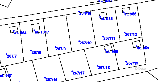 Parcela st. 267/10 v KÚ Studená, Katastrální mapa