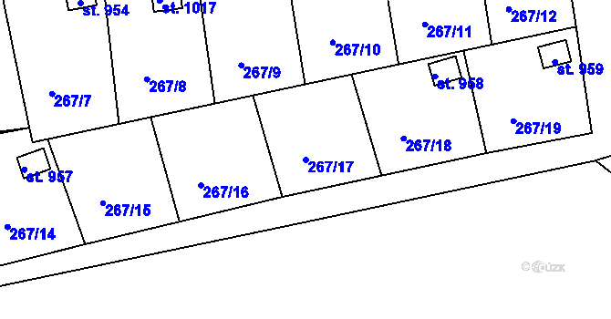 Parcela st. 267/17 v KÚ Studená, Katastrální mapa