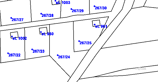 Parcela st. 267/25 v KÚ Studená, Katastrální mapa