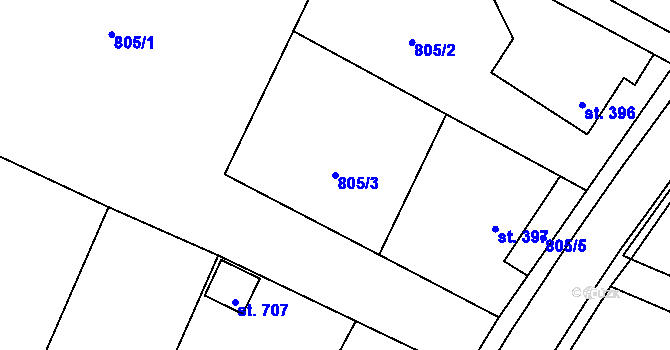 Parcela st. 805/3 v KÚ Studená, Katastrální mapa