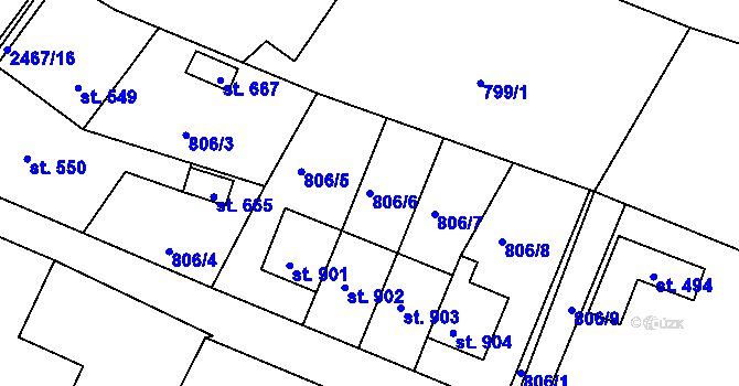Parcela st. 806/6 v KÚ Studená, Katastrální mapa