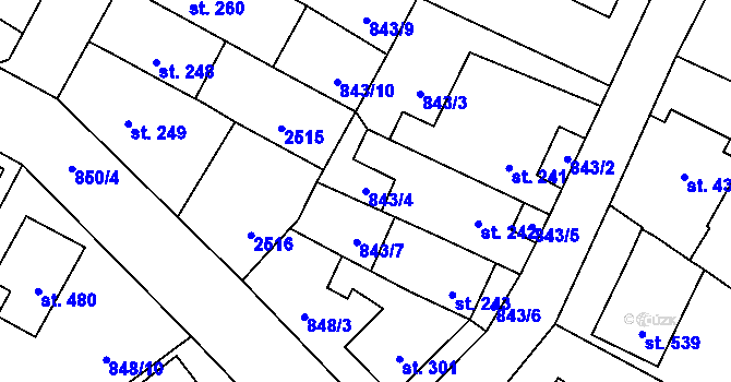 Parcela st. 843/4 v KÚ Studená, Katastrální mapa