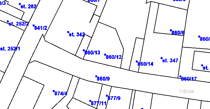 Parcela st. 860/12 v KÚ Studená, Katastrální mapa