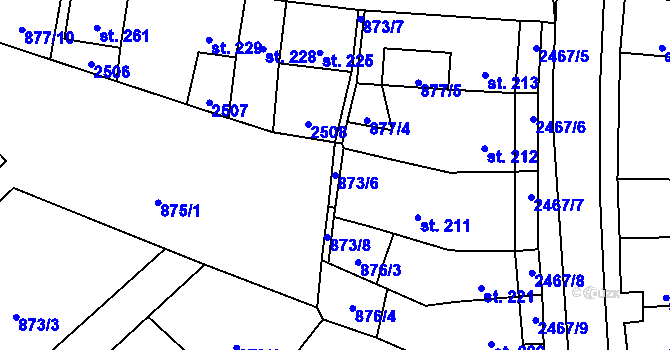 Parcela st. 873/6 v KÚ Studená, Katastrální mapa