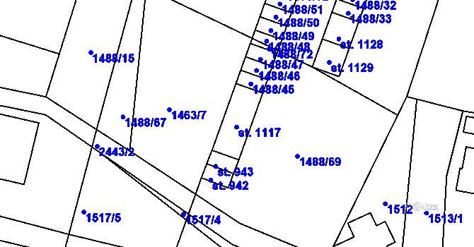 Parcela st. 1488/42 v KÚ Studená, Katastrální mapa