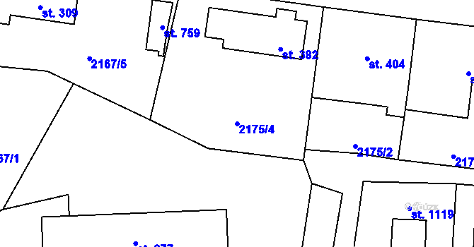 Parcela st. 2175/4 v KÚ Studená, Katastrální mapa