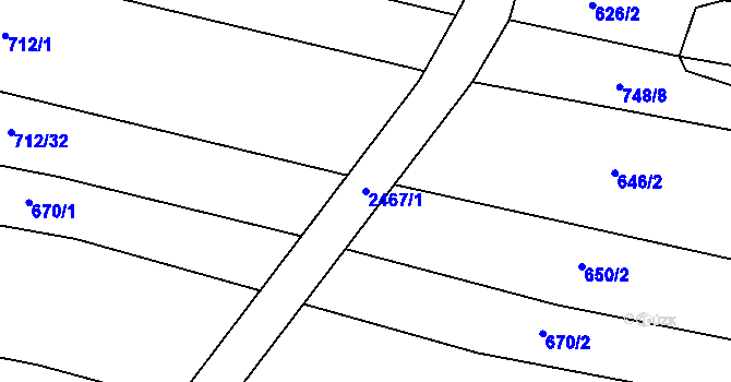 Parcela st. 2467/1 v KÚ Studená, Katastrální mapa