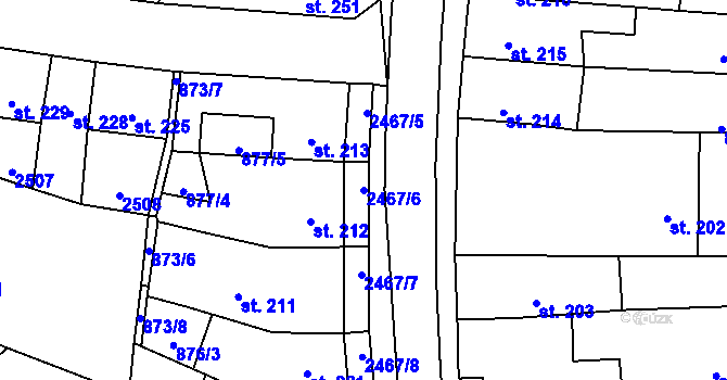 Parcela st. 2467/6 v KÚ Studená, Katastrální mapa