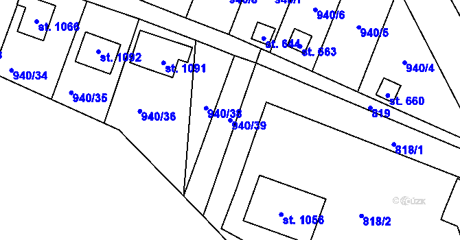 Parcela st. 940/39 v KÚ Studená, Katastrální mapa