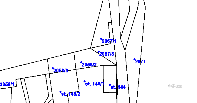 Parcela st. 2067/3 v KÚ Studená, Katastrální mapa