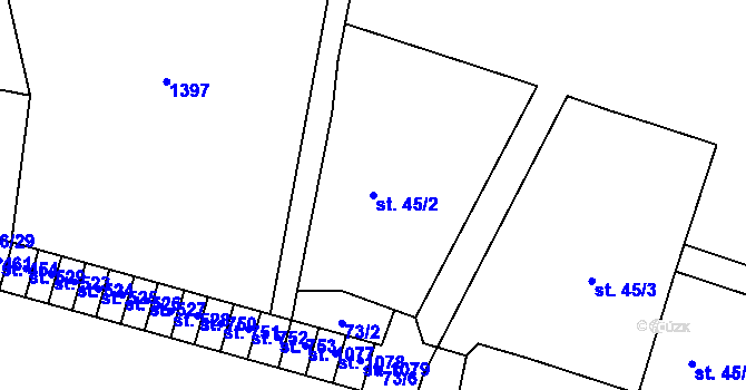 Parcela st. 45/2 v KÚ Studená, Katastrální mapa