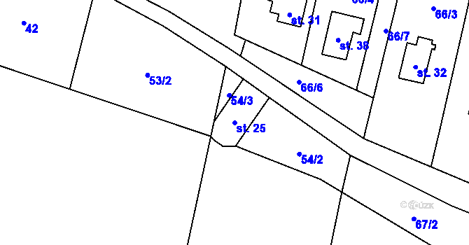 Parcela st. 25 v KÚ Bušín u Studené Loučky, Katastrální mapa
