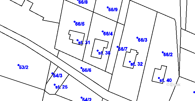 Parcela st. 38 v KÚ Bušín u Studené Loučky, Katastrální mapa