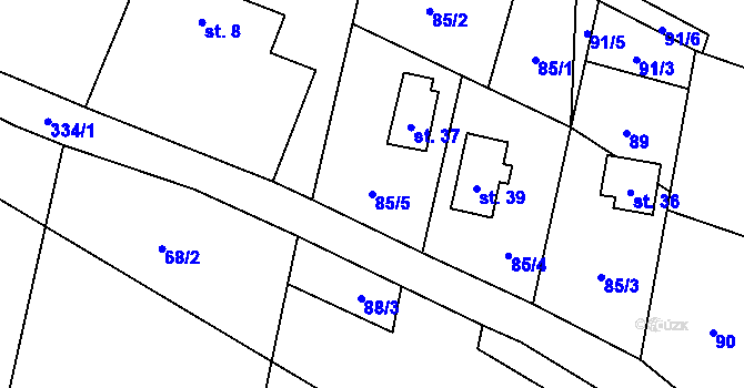 Parcela st. 85/5 v KÚ Bušín u Studené Loučky, Katastrální mapa
