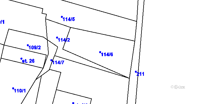 Parcela st. 114/6 v KÚ Bušín u Studené Loučky, Katastrální mapa