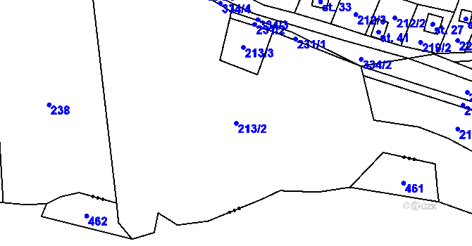 Parcela st. 213/2 v KÚ Bušín u Studené Loučky, Katastrální mapa