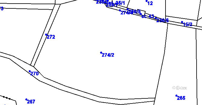 Parcela st. 274/2 v KÚ Bušín u Studené Loučky, Katastrální mapa
