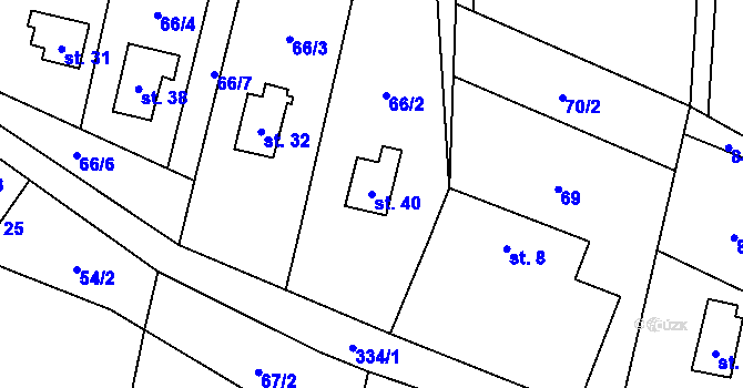 Parcela st. 40 v KÚ Bušín u Studené Loučky, Katastrální mapa