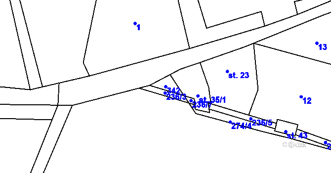 Parcela st. 342 v KÚ Bušín u Studené Loučky, Katastrální mapa