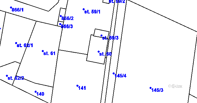 Parcela st. 60 v KÚ Studená Loučka, Katastrální mapa