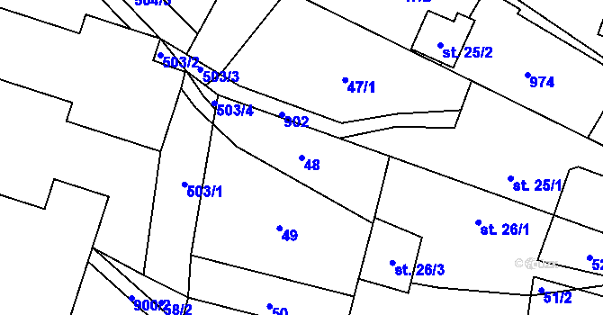 Parcela st. 48 v KÚ Studená Loučka, Katastrální mapa