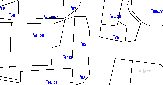 Parcela st. 62 v KÚ Studená Loučka, Katastrální mapa