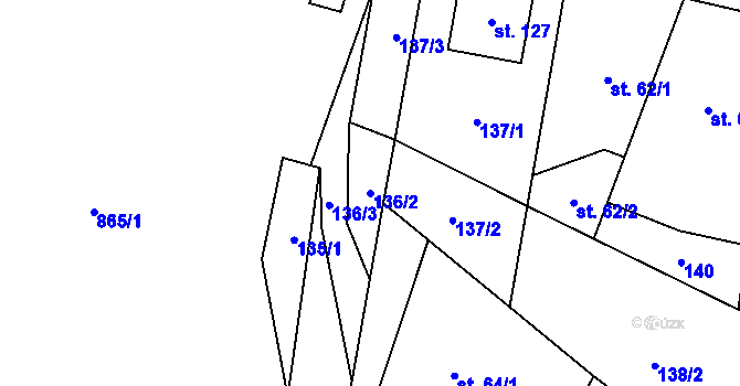 Parcela st. 136/2 v KÚ Studená Loučka, Katastrální mapa