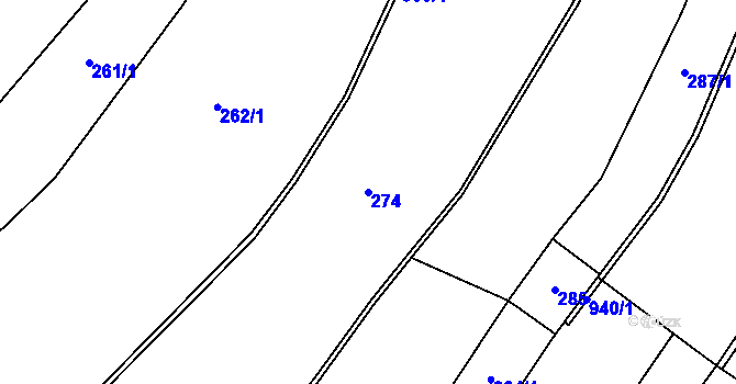 Parcela st. 274 v KÚ Studená Loučka, Katastrální mapa