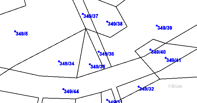 Parcela st. 349/36 v KÚ Studená Loučka, Katastrální mapa