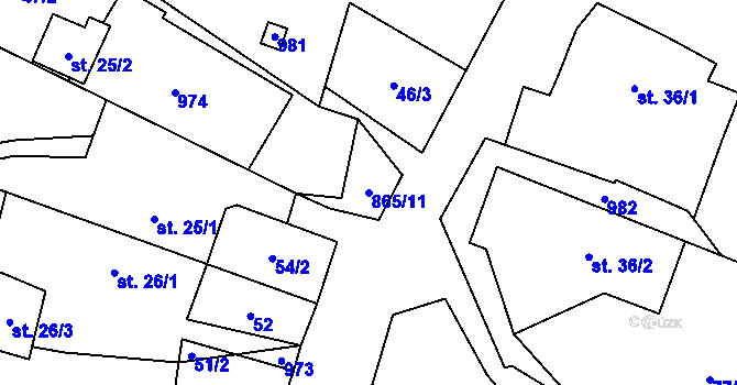 Parcela st. 865/11 v KÚ Studená Loučka, Katastrální mapa
