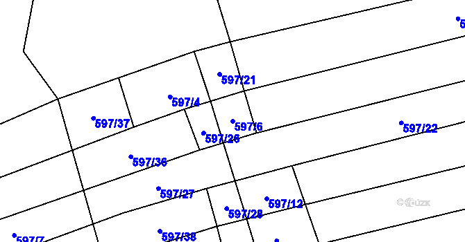 Parcela st. 597/6 v KÚ Studené, Katastrální mapa