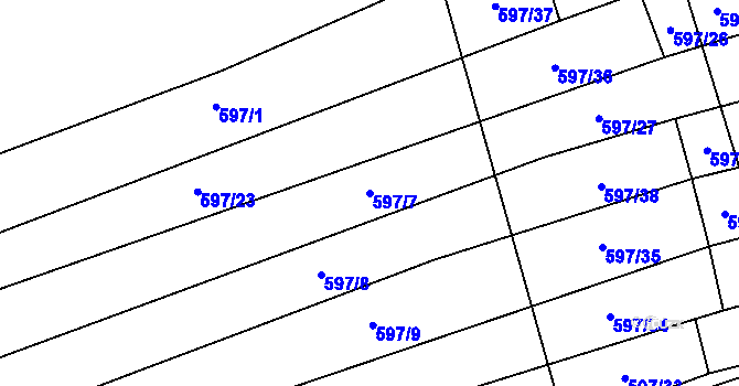 Parcela st. 597/7 v KÚ Studené, Katastrální mapa