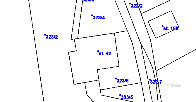 Parcela st. 42 v KÚ Studené, Katastrální mapa