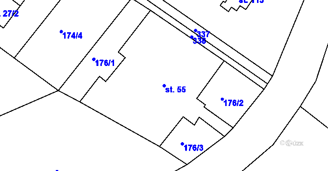 Parcela st. 55 v KÚ Studené, Katastrální mapa