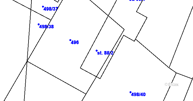 Parcela st. 88/2 v KÚ Studené, Katastrální mapa