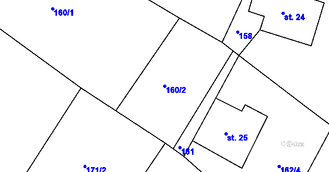 Parcela st. 160/2 v KÚ Studené, Katastrální mapa