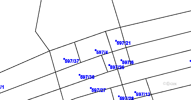 Parcela st. 597/4 v KÚ Studené, Katastrální mapa